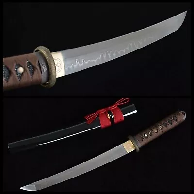 Japanese Short Sword Wakizashi Katana T10 Steel Blade Clay Tempered Sharp Tanto • $214.32