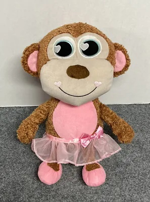 Monkey 15” Plush Backpack Zipper Pouch Pink Ballerina TuTu Travel Buddy Brown • $9.99