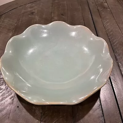 Vintage WCL Ceramic Pottery Decorative Serving Bowl Ruffle Rim Blue Green Colors • $42.49