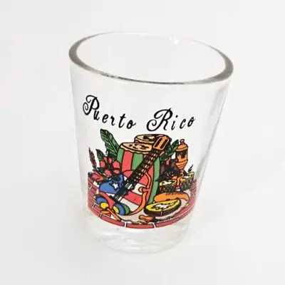 Retro Puerto Rico Shot Glass~Conga Drum Maracas Cuatro Bongos~Travel Souvenir • $5.95