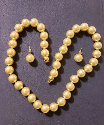 Japanese Misaki Luster Pearl Necklace And Earring Set  • $200