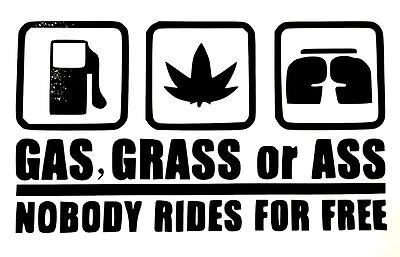 $2.76 • Buy GAS GRASS OR ASS DECAL STICKER 14 COLORS CAR For Dodge Chevy FORD HONDA VW MAZDA