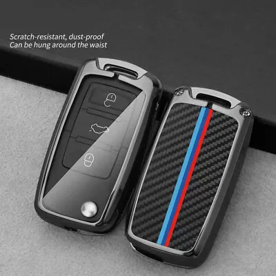 Metal Flip Car Remote Key Cover Case Fob Shell Volkswagen VW Polo  Passat Skoda • $10.88