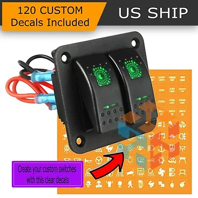 Green LED 2 Gang ON-OFF Toggle Switch Panel 2 USB 12V Car Boat Marine RV Truck • $12.95
