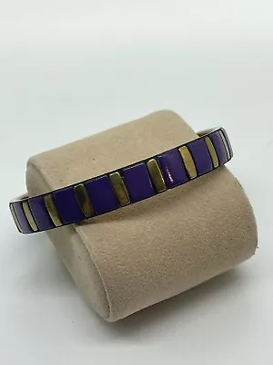 Purple & Gold Tone Bangle Bracelet VINTAGE Retro Unsigned • $12.59