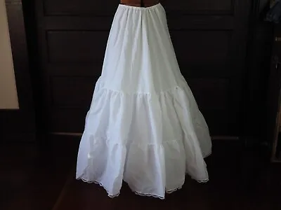 VTG Unbranded White Petticoat Dance Costume Full Skirt Cinch Waist Stiff Sz S-L • $29.95