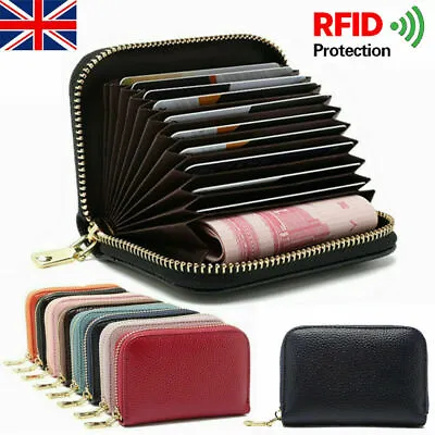 £7.95 • Buy Mens Real Leather Zip Wallet RFID Safe Blocking ID Protection Credit Card Holder