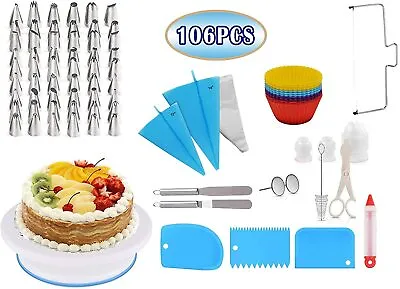 £64.99 • Buy 106 PCS Cake Decorating Pastry Tool Kit/ Rotating Cake Stand With Spatula + More