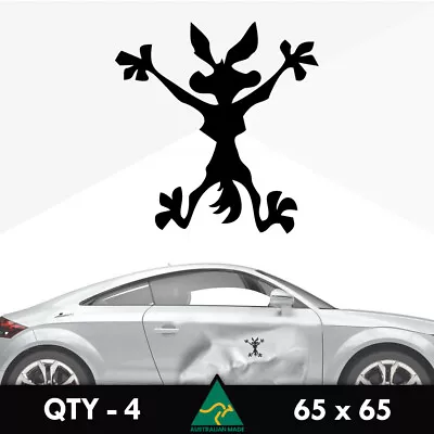 4 X Wile E Coyote Small Stickers 65mm Dent Caravan Ute 4x4 4wd Car Window Decal • $6.50