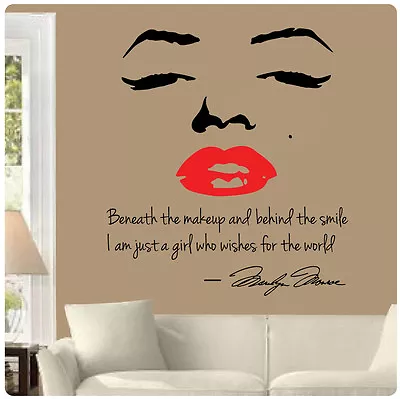 Marilyn Monroe Wall Decal Decor Quote Face Red Lips Makeup Sticker Choose Size • $29.99