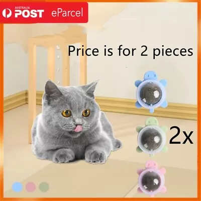 $10.99 • Buy 2X Rotatable Cat Treat Toy With Catnip Snack Licking Ball Kitten Pet Molar Toys