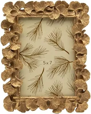 Vintage 5X7 Picture Frame Antique Ornate Gold Ginkgo Leaf Photo Frame Table To • $27.86