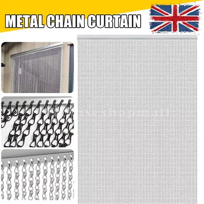 Aluminium Door Fly Screen Metal Chain Curtain Blind Insect Blinds 214cm X 90cm • £42.99