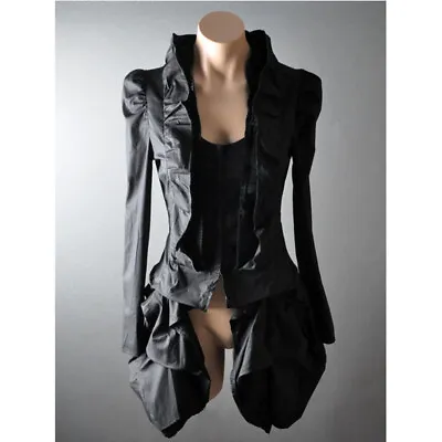 Victorian Goth Steampunk Bustle Tailcoat Ruffle Blouse Shirt S M L XL 2XL 3XL • $44.99