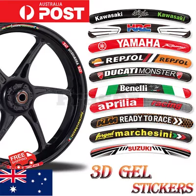 $13.80 • Buy 21 Assorted Motorcycle Car 8pc Rim Wheel 3D Decal Epoxy Sticker Strips Car Bike