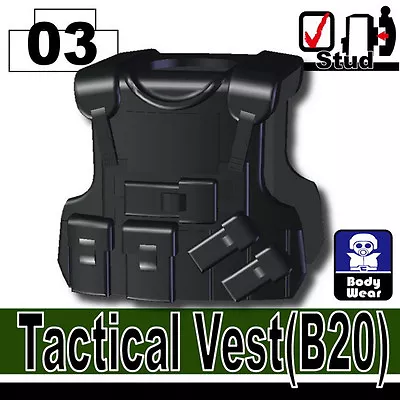 Black B20 Tactical Army Vest Compatible With Toy Brick Minifigures SWAT • $3.37