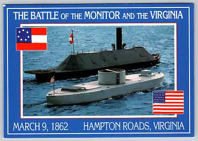 C1970s Battle Of The Monitor Virginia Steamboats Vintage Postcard • $4.99