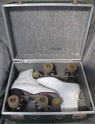 VTG Chicago 76 Hyde Genuine Leather Roller Skates White Size 5 1/2 W/ Case • $35