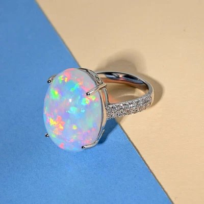 £2800.99 • Buy ILIANA 18ct White Gold AAA Opal Solitaire Ring  Diamond SI TCW 9.4 Ct