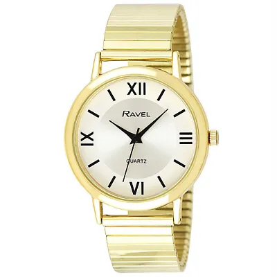 Ravel Gent's Classic Round Expanding Bracelet Watch With Roman Numerals Gold • £9.95