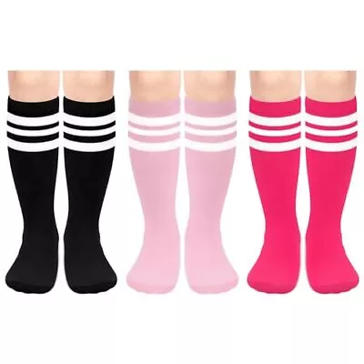 3 Pairs Kids Soccer Socks 3-6 Years Rose White & Pink White & Black White • $18.21