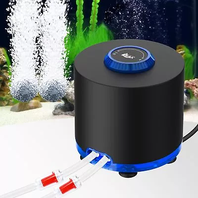 Aquarium Air Pump Ultraquiet Fish Tank Air Pump 3w With Stainess Steel Dual Outl • $38.61