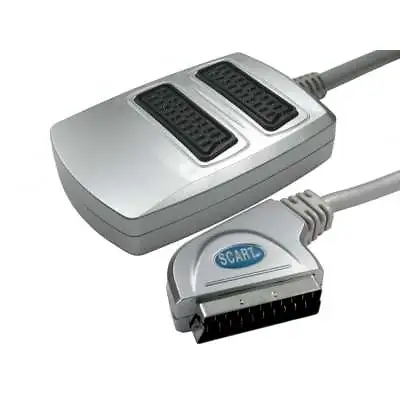 2 Way Scart Adapter Y Splitter Box Adapter Split To 2 TV's PREMIUM SILVER RANGE • £4.59