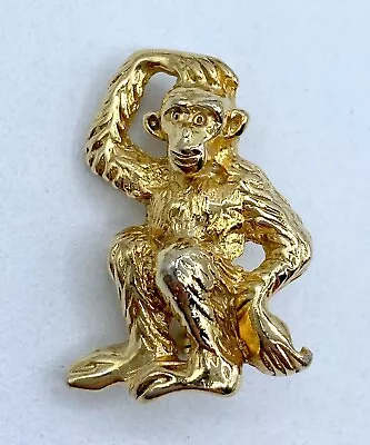 E3-1754 Vintage Brooch Gold Tone Pin 1  Animal Monkey • $4.99