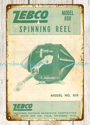 1969 Zebco 808 Spinning Reel Fishings Metal Tin Sign Unframed Wall Art Decor • $18.96