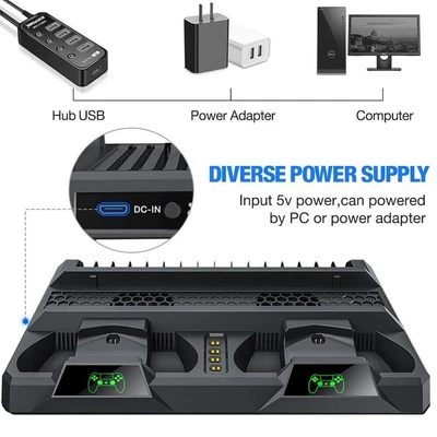 $45.34 • Buy Cooling Fan Game Console Charger Dock Vertical Stand For PS4 Pro|PS4 Slim