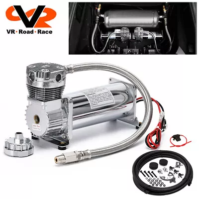 Air Ride Compressor Train Horn Lowrider Bags Suspension Chrome 12v 200psi 480 • $119.90