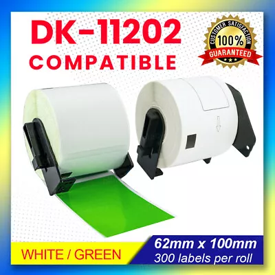 Compatible Brother DK-11202 WHITE / GREEN Label For QL-570/720NW/810W 62x100mm • $17.80