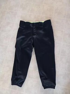 Women's Mizuno Softball Pants Sz S Black Elastic Bottom Polyester • $13.49