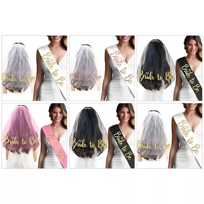 Bachelorette Party Rose Sash Veil Bridal Shower Supplies For Hen Do • $16.67