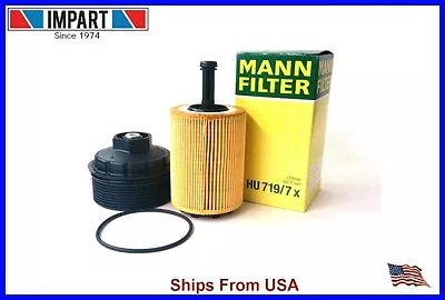 Audi VW Oil Filter Housing Cover Cap & MANN Filter NEW HU719/7x  071 115 433 • $47.30