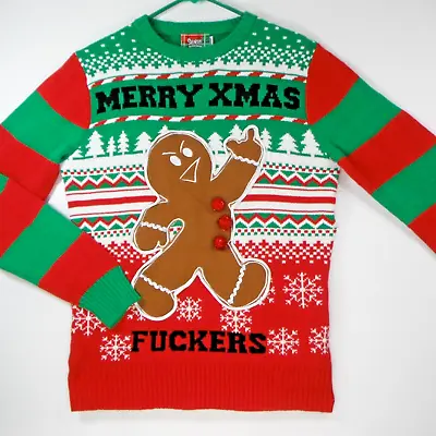 M Light Up Merry Xmas F***ers Naughty Ugly Spencers Workshop Christmas Sweater • $14.95