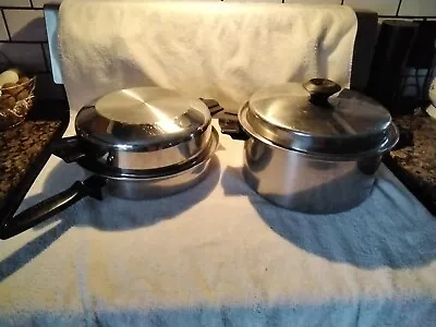 Vtg Lo-Heet Vollrath Stainless Steel 6 Qt Stock Soup Pot & 11  Skillet Pan With • $25