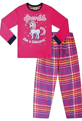 Girls Sparkle Like A Unicorn Checked Long Pyjamas 6 To 13 Years • £8.99