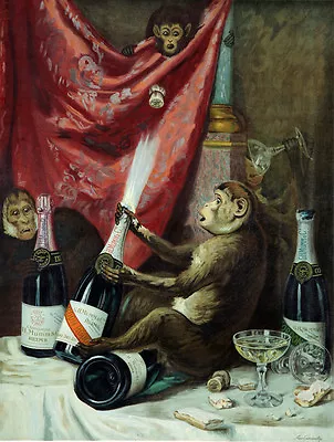 20x30  CANVAS Decor.Room Art Print.Travel Shop.Monkey Drinking.Painting.6054 • $51