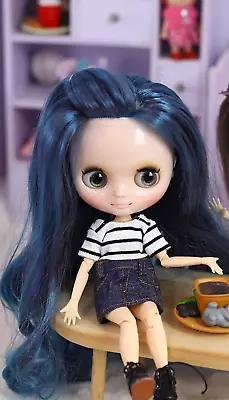 Full Set - Middie Blythe Doll 8  With Clothes Shoes BJD Blue Hair Shiny Face Toy • $56.52