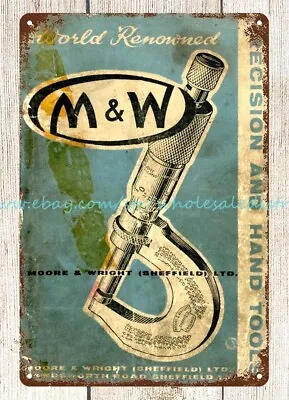 1961 Moore & Wright Precision Hand Tools Metal Tin Sign Bedroom Arrangement Idea • $18.96