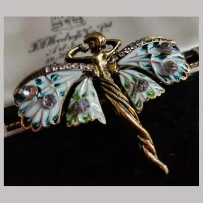 Vintage Art Nouveau Style Fairy Nymph Brooch Shawl Pin Pendant Jewellery Gift • $8.89