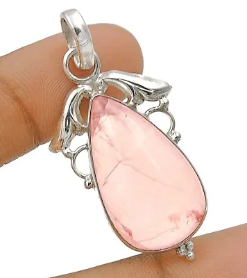 Natural Rose Quartz -Madagascar 925 Solid Sterling Silver Pendant CT35-5 • $11.99