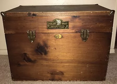 Vintage Polar Bear Refrigerator Co. Portable Wood Brass Ice Box U.S. Patent 1866 • $185