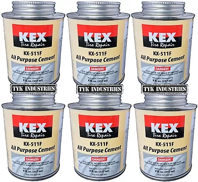 6 Kex Cold Vulcanizing Rubber Tire And Tube Patch Plug Repair Cement 8oz Cans • $61.95