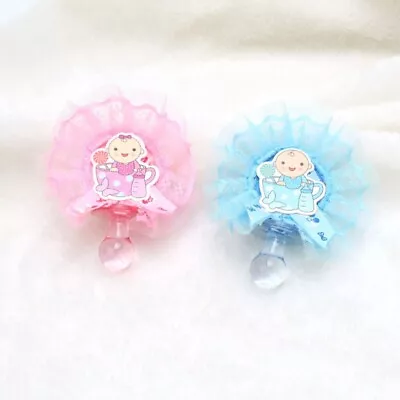 10PC Baby Shower Favor Lace Acrylic Pacifier Charm Party Gender Reveal Gift Wrap • $12.03