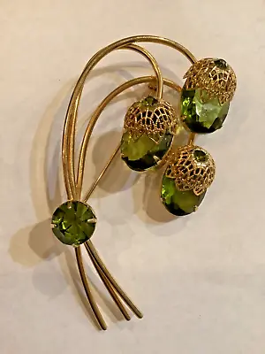 Sarah Coventry For D&E Juliana Green Acorn Brooch Pin • $24.99