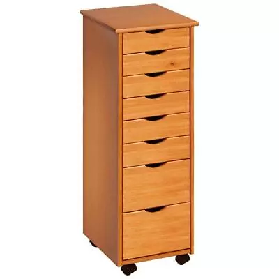 Adeptus Mobile File Cabinet Storage Letter 8-Drawer Solid Wood Pine W/ Wheels • $138.75