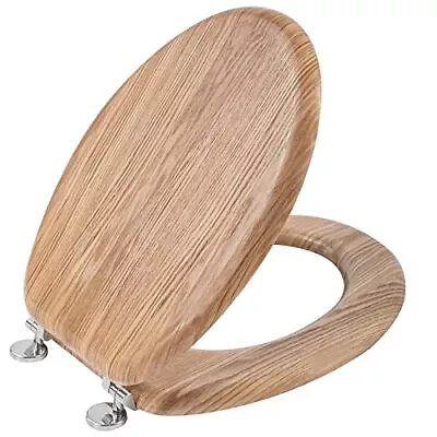 Toilet Seat Antibacterial Wooden Toilet Seat Adjustable Hinges • £39.90