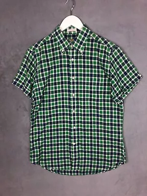 Gant Rugger 'The Hugger  Mens Medium Short Sleeve Shirt Blue Green Check Cotton • £24.99